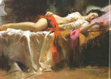 Women Painting - Pino Daeni sleeping girl beautiful woman lady